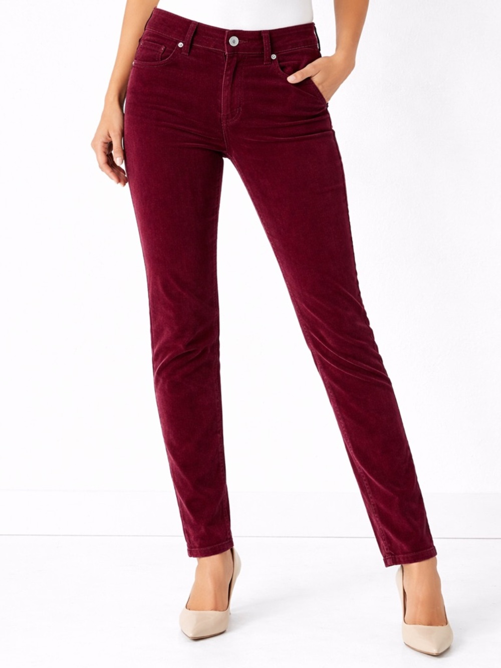 AG Adriano Goldschmied Farrah High Rise Skinny Velvet Pants‎ Burgundy Size 24